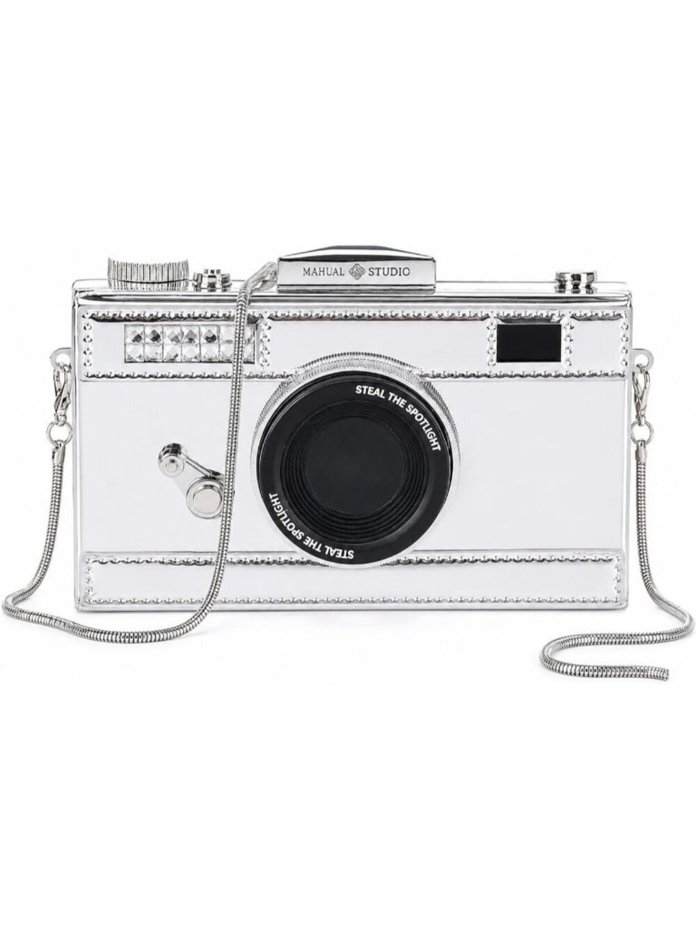 Women's Silver Camera Shaped Casual Funky Style Shoulder Cross body Vintage Bag